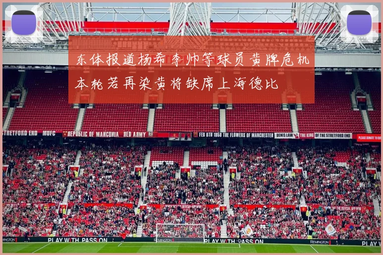 东体报道杨希李帅等球员黄牌危机本轮若再染黄将缺席上海德比